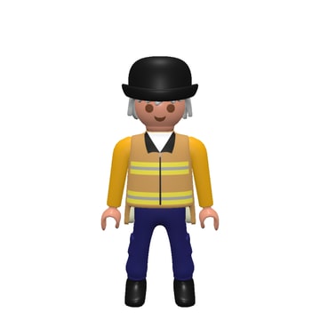 Playmobil-Figur mit Melone und Warnweste
