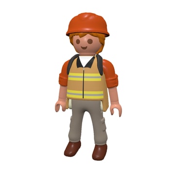 Playmobil-Figur mit Bauhelm und Warnweste